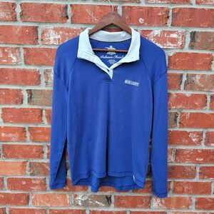 Anheuser-Busch Bud Light Pullover Mens Medium Blue Quarter Button Long Sleeve